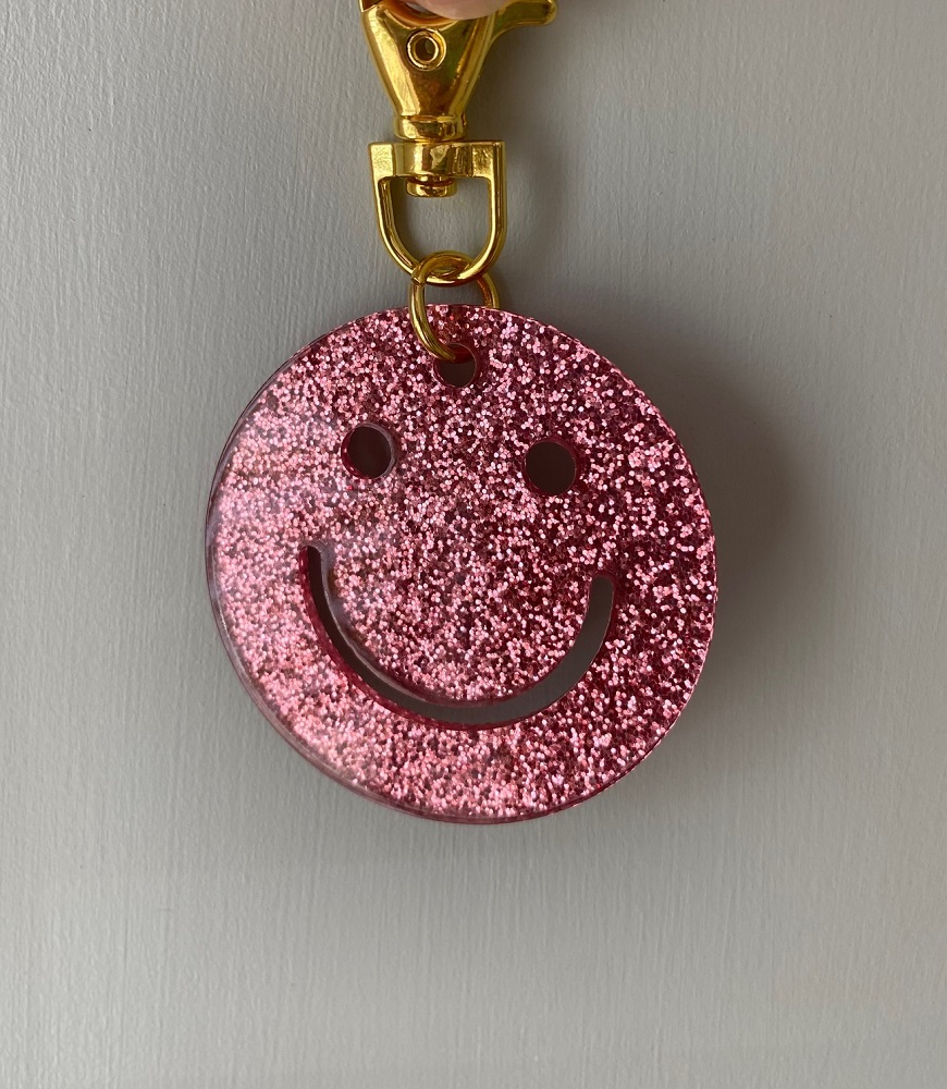 Anhänger Smiley rosa glitter